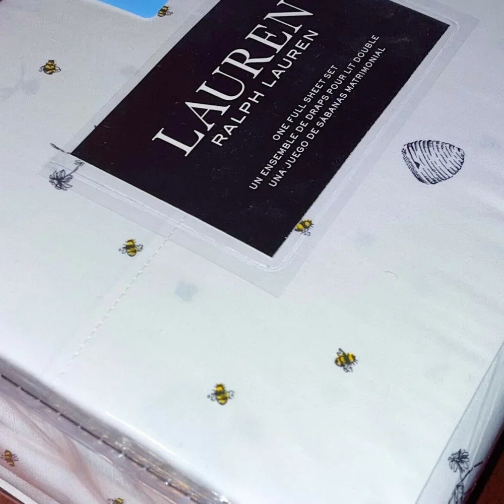 Ralph Lauren FULL Size Sheet Set - Honey Bees Hives Bumblebee (ALL COTTON)